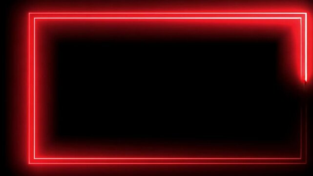 Red Neon Frame: A Glowing Rectangular Border on Black Background