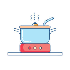 pot on stove icon, pot on stove vector illustration-simple illustration of pot on stove, perfect for pot on stove logos and icons
