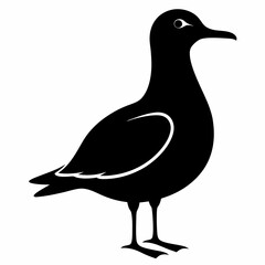 Flying Seagull Black Vector
