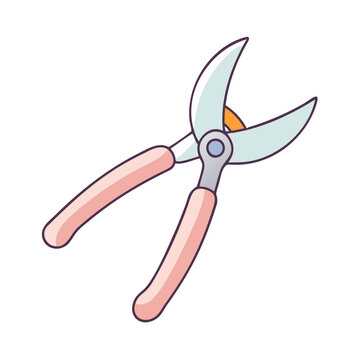 pink handled pruning shears isolated clip art preview