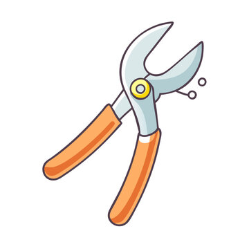 orange handled pruning shears isolated clip art preview