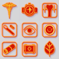 Neon Health Icons Illuminated Medical Concept Vibrant Pharmaceutical Modern Glow