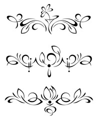 set of symmetrical decorative elements with abstract ornament; graphic design