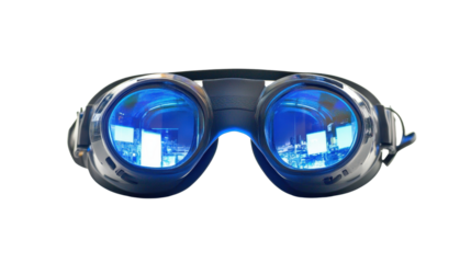 A pair of virtual reality glasses isolated on a clean white background, emphasizing their cutting-edge technology with sharp focus and no distractions.