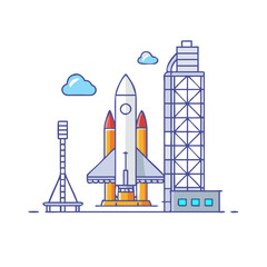 rocket launch pad icon, rocket launch pad vector illustration-simple illustration of rocket launch pad, perfect for rocket launch pad logos and icons