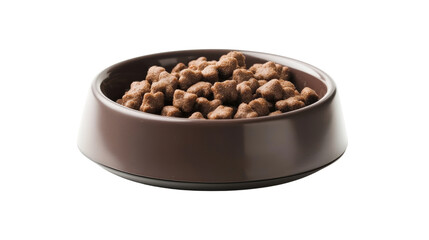 A pet food bowlTransparent background, PNG file, featuring a modern design and a portion of food placed inside, ready for feeding.