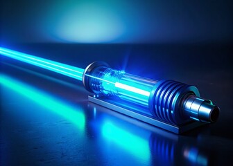Neon Glow Stick, Blue Laser, Fluorescent Light Rays - Low Light Photography