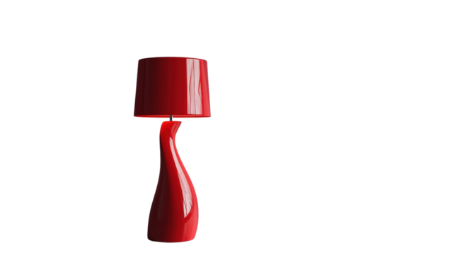 A red lampTransparent background, PNG file, with a clean and contemporary design that draws attention to its unique shape and bold red color.