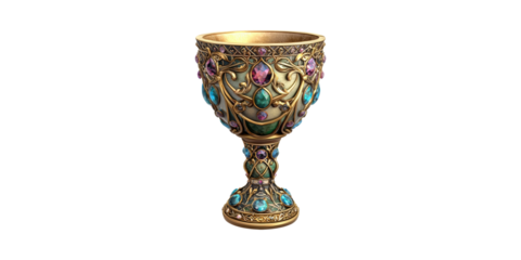 Ornate Jeweled Chalice With Intricate Gold Detailing. Symbol Of Luxury And Elegance Isolated On Transparent Background
