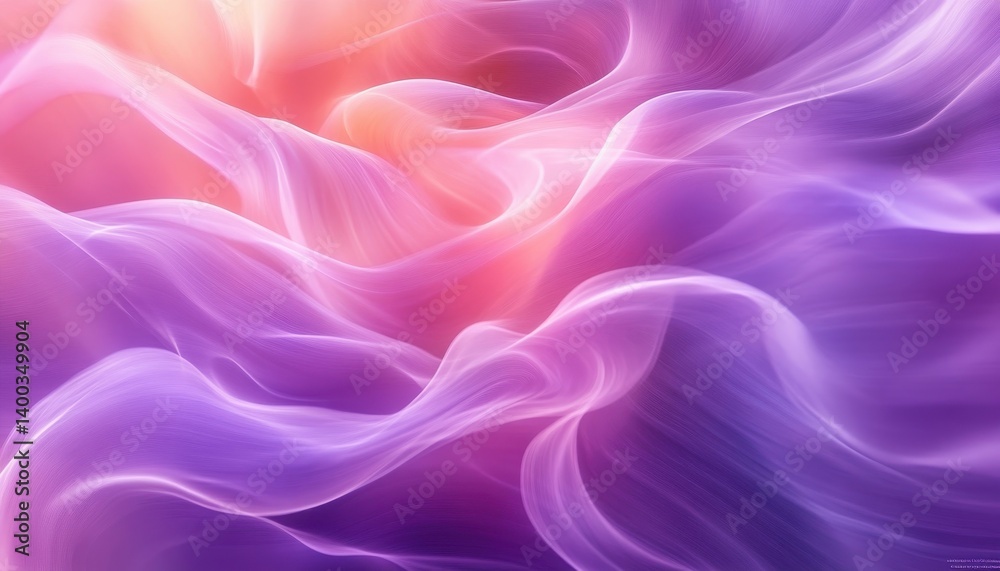 Poster Soft purple waves create a tranquil atmosphere in an abstract landscape with gentle gradients during early dawn light