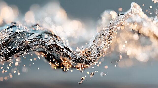 Ethereal digital data waves cascading through a gradient silver and