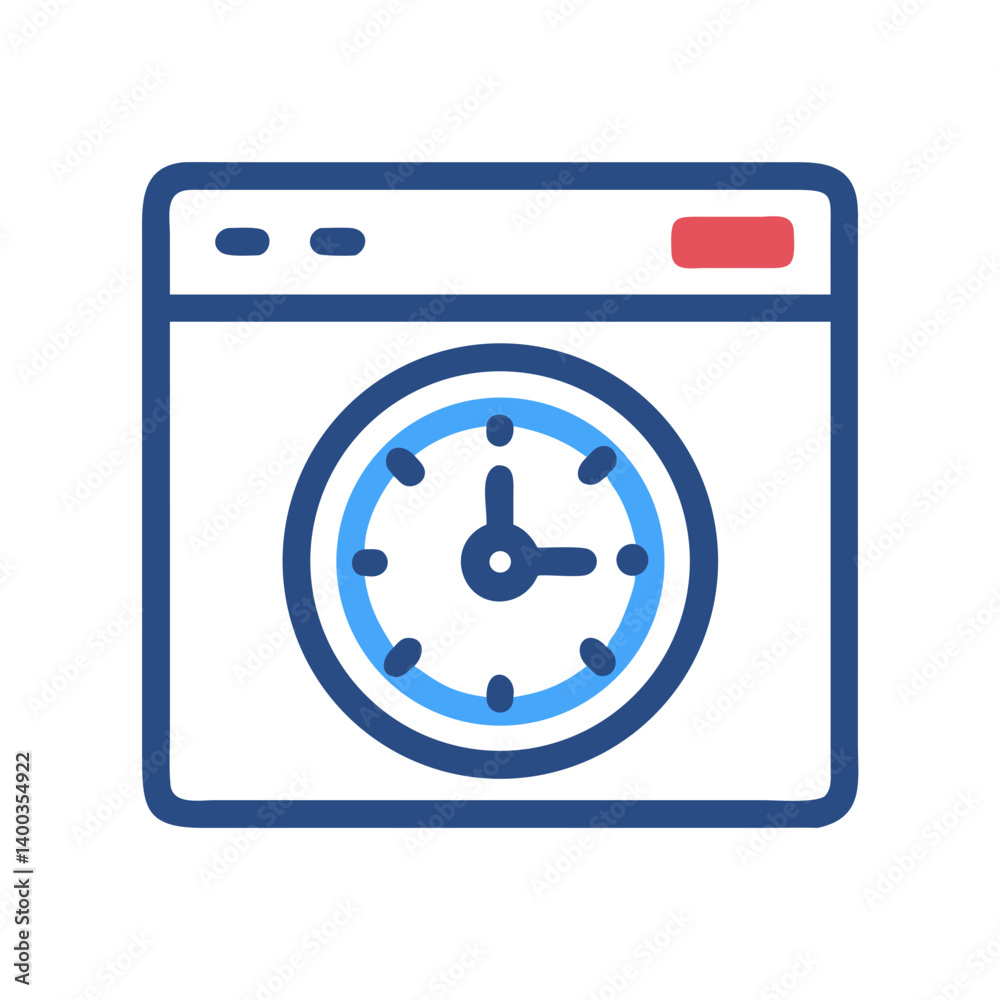 Poster Clock Interface Icon Representing Time Management and Scheduling