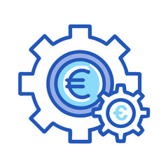 Obraz premium Euro Currency Gear Mechanism Icon Representing Financial Systems and Economic Operations
