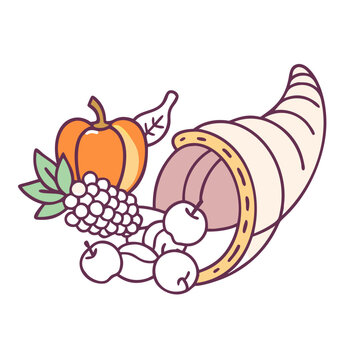 recommend clip art: thanksgiving cornucopia icon, thanksgiving cornucopia vector illustration-simple illustration of thanksgiving cornucopia, perfect for thanksgiving cornucopia logos and icons