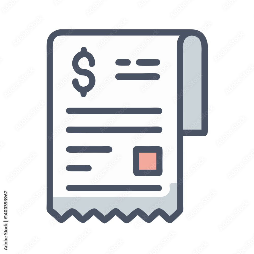 Poster payment receipt slip icon representing transaction confirmation and financial documentation