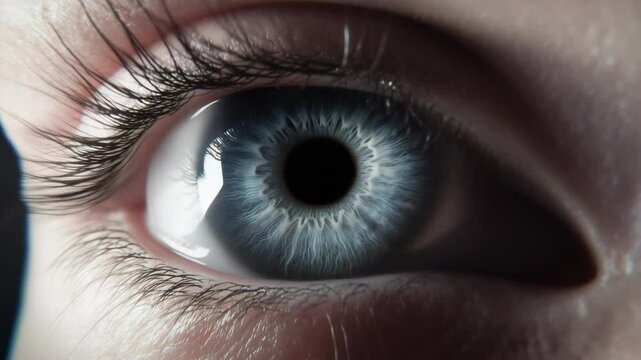 Exploration of a striking human eye with detailed iris patterns and reflections