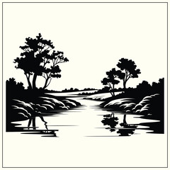 Silhouette of River, Nature’s Flow