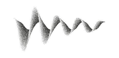 Equalizer, Music sound waves. Audio waves. Halftone dot wavy line pattern isolated on transparent background. Abstract stipple sand effect vector texture