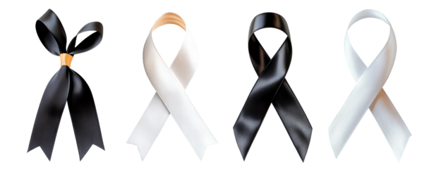 Black and white awareness ribbons: symbols of support and causes