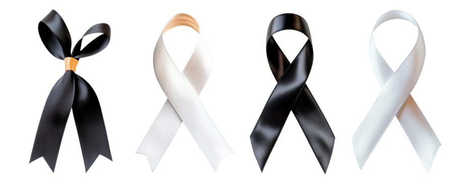 Black and white awareness ribbons: symbols of support and causes