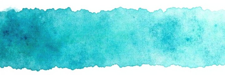 Fototapeta premium Layered aquamarine watercolor washes, textured strip , summer, elegant