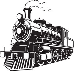 Steam locomotive, retro, vitnage, transport. Hand drawn vector illustration	
