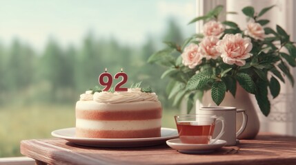 Celebrating 92nd birthday cake garden food daylight joy