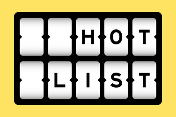 Black color in word hot list on slot banner with yellow color background
