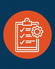 Checklist with gear icon on clipboard representing a tool for task planning workflow management and organizational efficiency