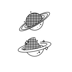 Planets in space with rings and stars illustration