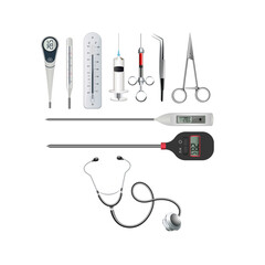 Collection of medical instruments and tools for healthcare.