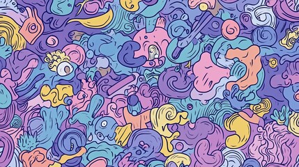 Fototapeta premium Pastel Dreams: Whimsical Abstract Doodles in a Dreamlike Composition
