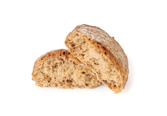 Brown rye bun, square gluten free bread, whole grain healthy breakfast bread