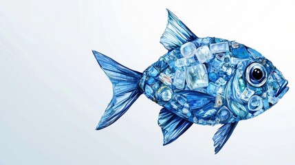 Environmental Awareness banner Artistic fish illustration with intricate blue details.