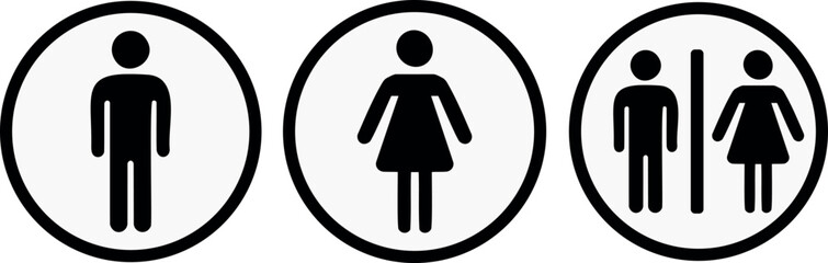 WC toilet icons. Human male or female signs.

