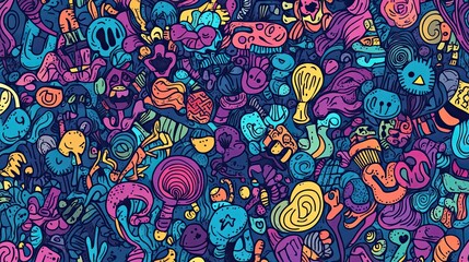 Whimsical Doodlescape: A Kaleidoscope of Curiosities and Playful Patterns