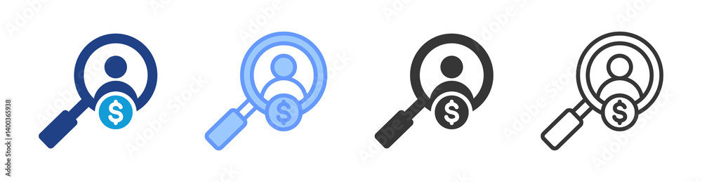 Poster paid account analysis icon set multiple style collection
