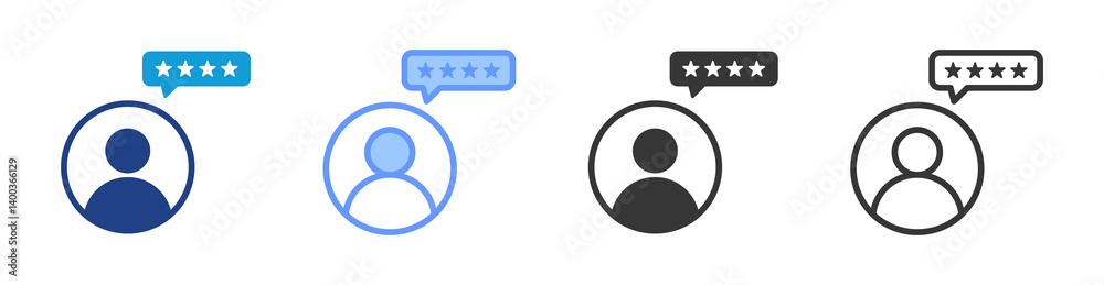 Poster Account Reviews icon set multiple style collection