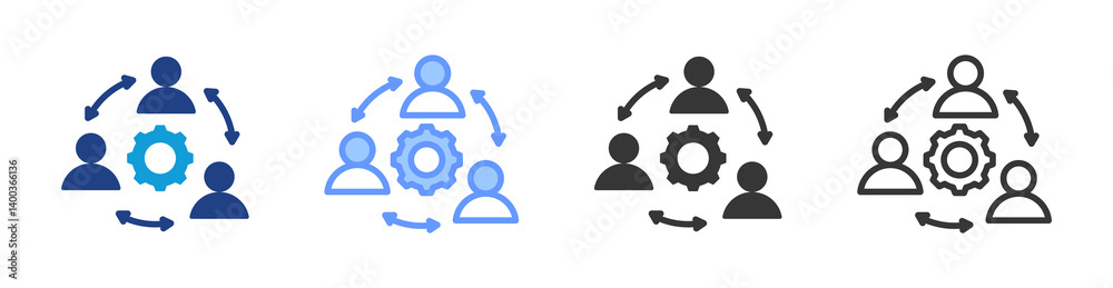 Poster team collaboration icon set multiple style collection