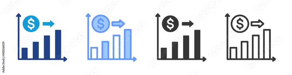 Poster Revenue Forecasting icon set multiple style collection