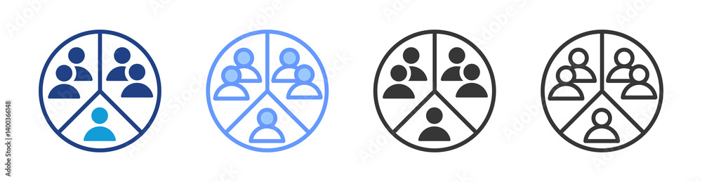 Poster Account Segmentation icon set multiple style collection