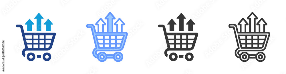 Poster upselling icon set multiple style collection