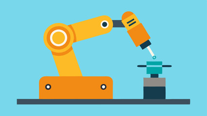 Automated Screwdriver Robot A robotic arm fitted with a screwdriver attaches screws to a product illustrating speed and accuracy in the assembly process.