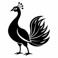 Graceful Peacock in Silhouette – Vector Design