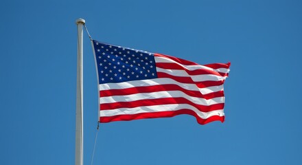 Patriotic American flag outdoors on sunny day