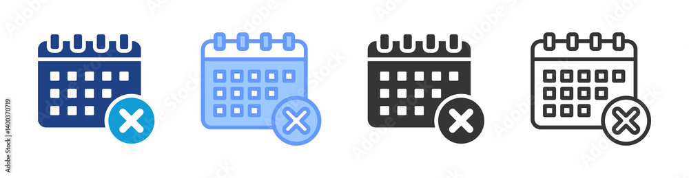 Poster Unavailable Date icon set multiple style collection