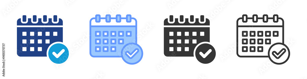 Poster Availability Date icon set multiple style collection