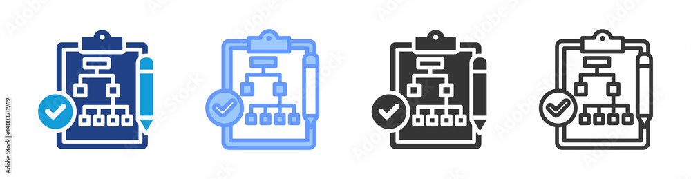Poster planning icon set multiple style collection