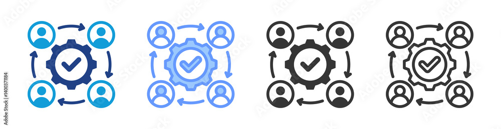Poster collaboration icon set multiple style collection