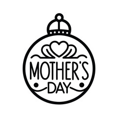 Mother's Day Hand Drawn Ornament on White